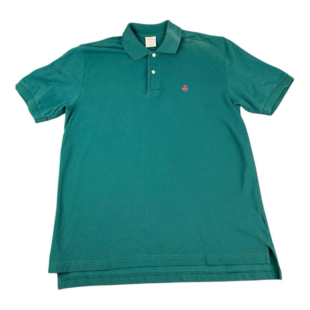 Brooks Brothers Performance Polo Shirt, Teal Green, Cotton, Men's SizeMedium